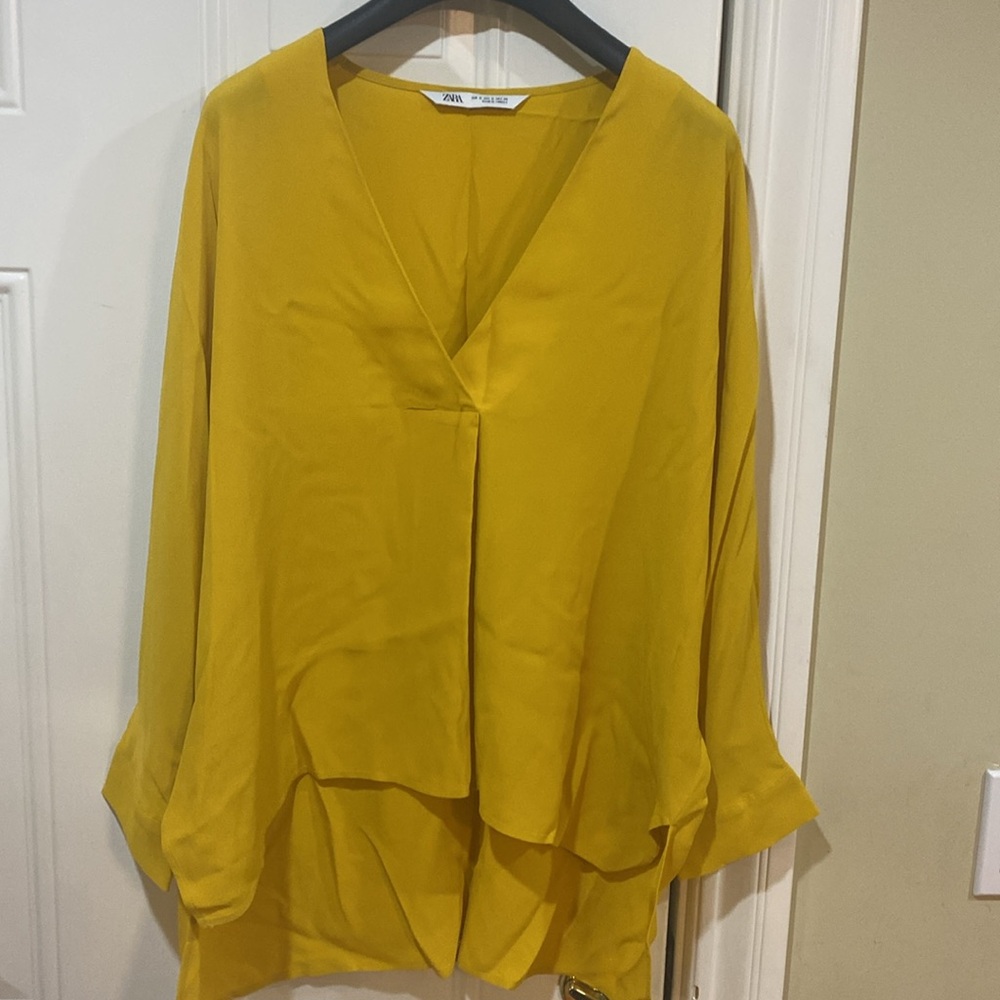 New Zara yellow blouse top shirt - Picture 3 of 5
